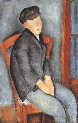 Young Seated Boy with Cap (mk39) Amedeo Modigliani